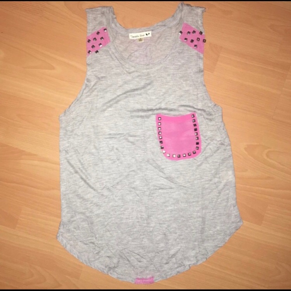 Grey and pink studded tank